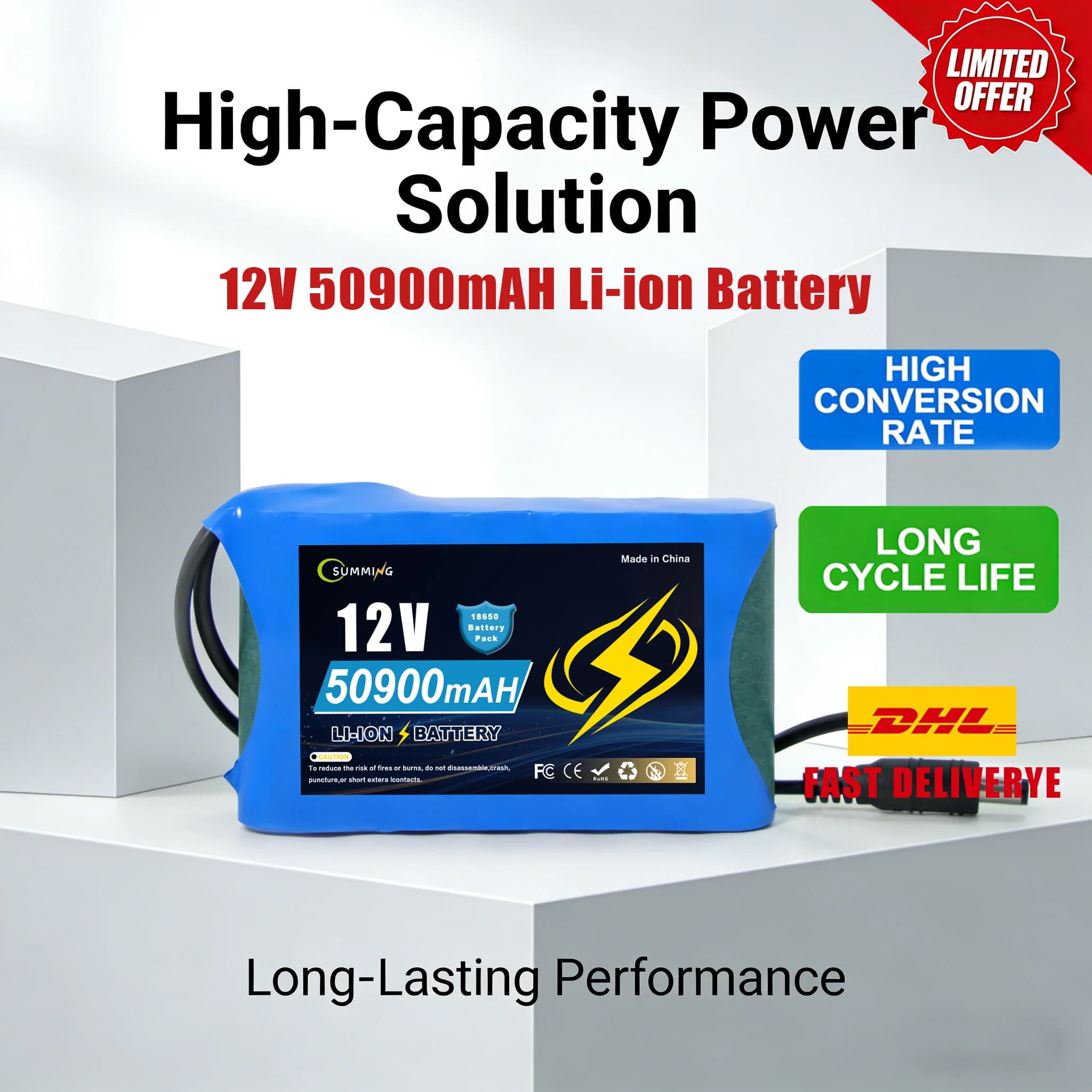 Batteria ai Polimeri di Litio 12V 50.9Ah 🚁 Batteria 12.6V 50900mAh 100% Nuova per Drone RC 📸 Set Power Super Ricaricabile + Caricabatterie