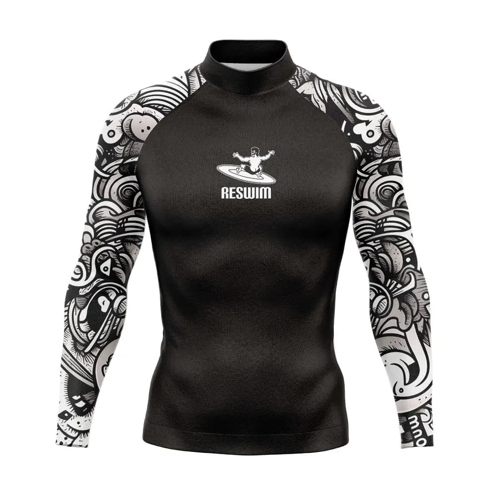 Costume da bagno da uomo nuovo Rash Guard Manica lunga Camicia da surf UPF 50 Costumi da bagno All Time T-shirt Abbigliamento sportivo Surf Abbigliamento subacqueo Rashguard
