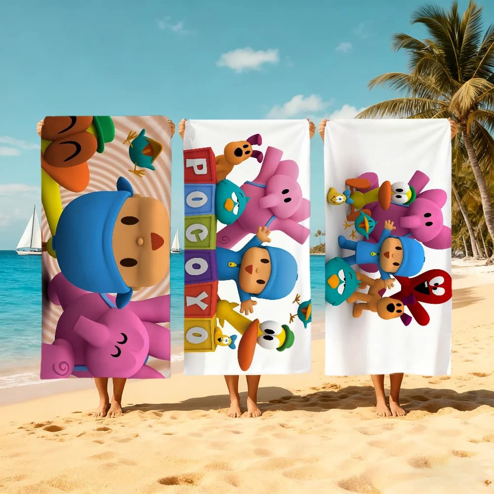 Simpatico asciugamano da spiaggia con cartoni animati P-P-pocoyo-o, asciugamano morbido ad asciugatura rapida, regalo per viaggi, palestra, doccia, campeggio, sport