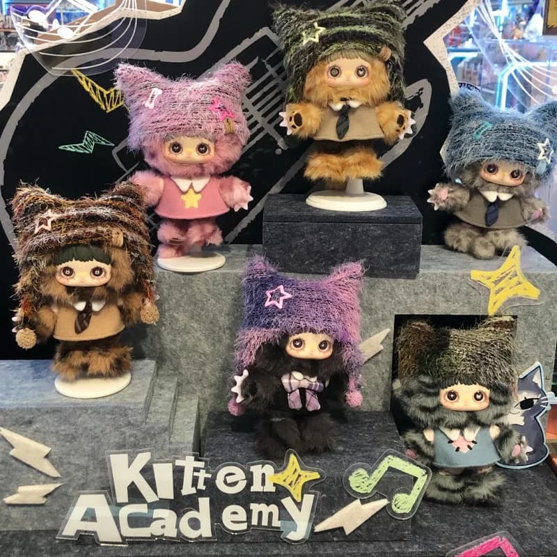 Maymei Kitten Academy Series Blind Box Vinyl Dolls Cat Keychain Pendant Desktop Ornament Surprise Stuffed Toy Birthday Gift