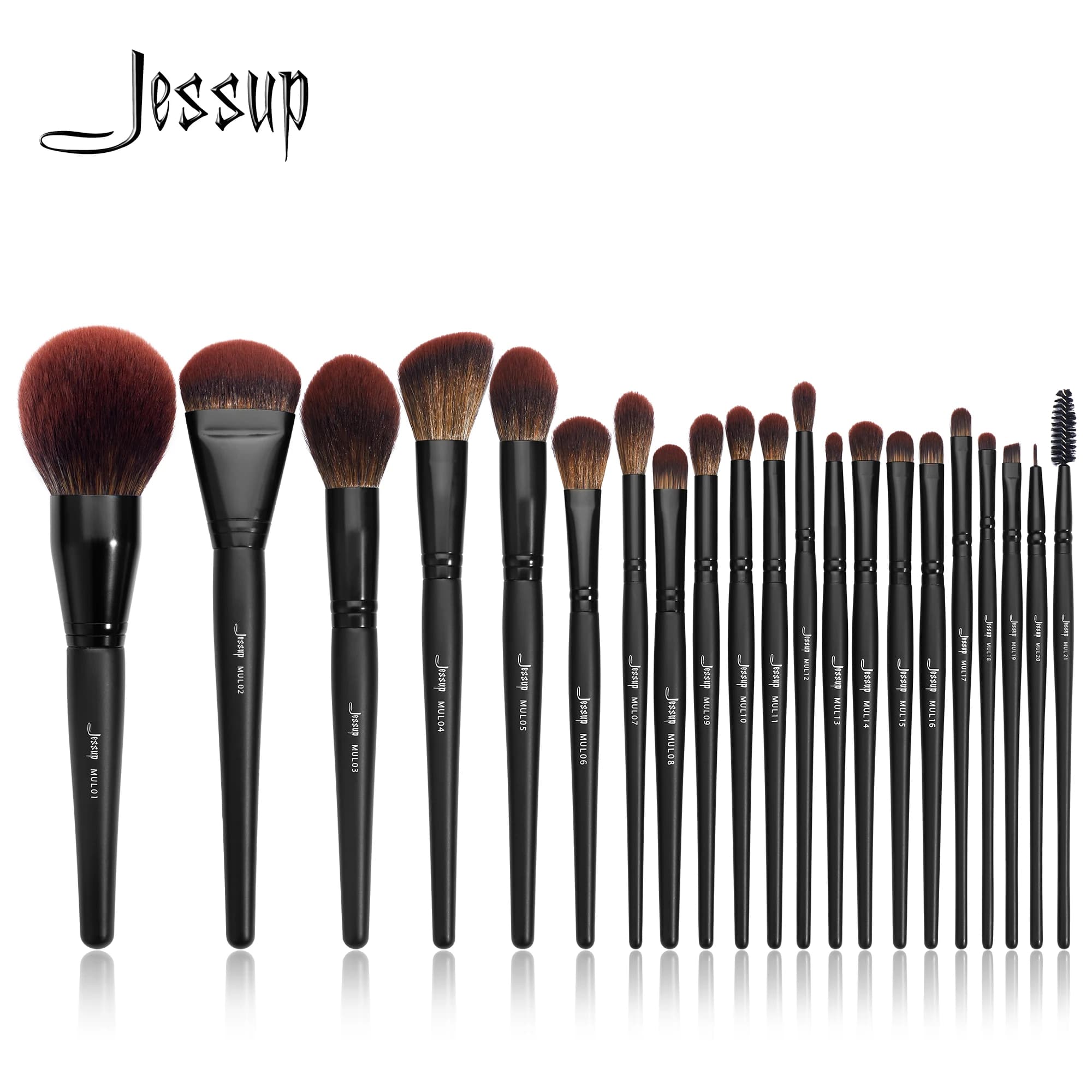 Jessup set di pennelli per trucco, 13/16/21pcs Premium sintetico grande pennello per fondotinta correttore ombretto Liner in legno T271