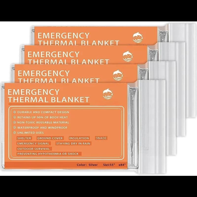 Coperte termiche di emergenza in Mylar - Kit di sopravvivenza per coperta spaziale da campeggio (confezione da 4) Perfetto per escursioni all'aperto, maratoni o pronto soccorso