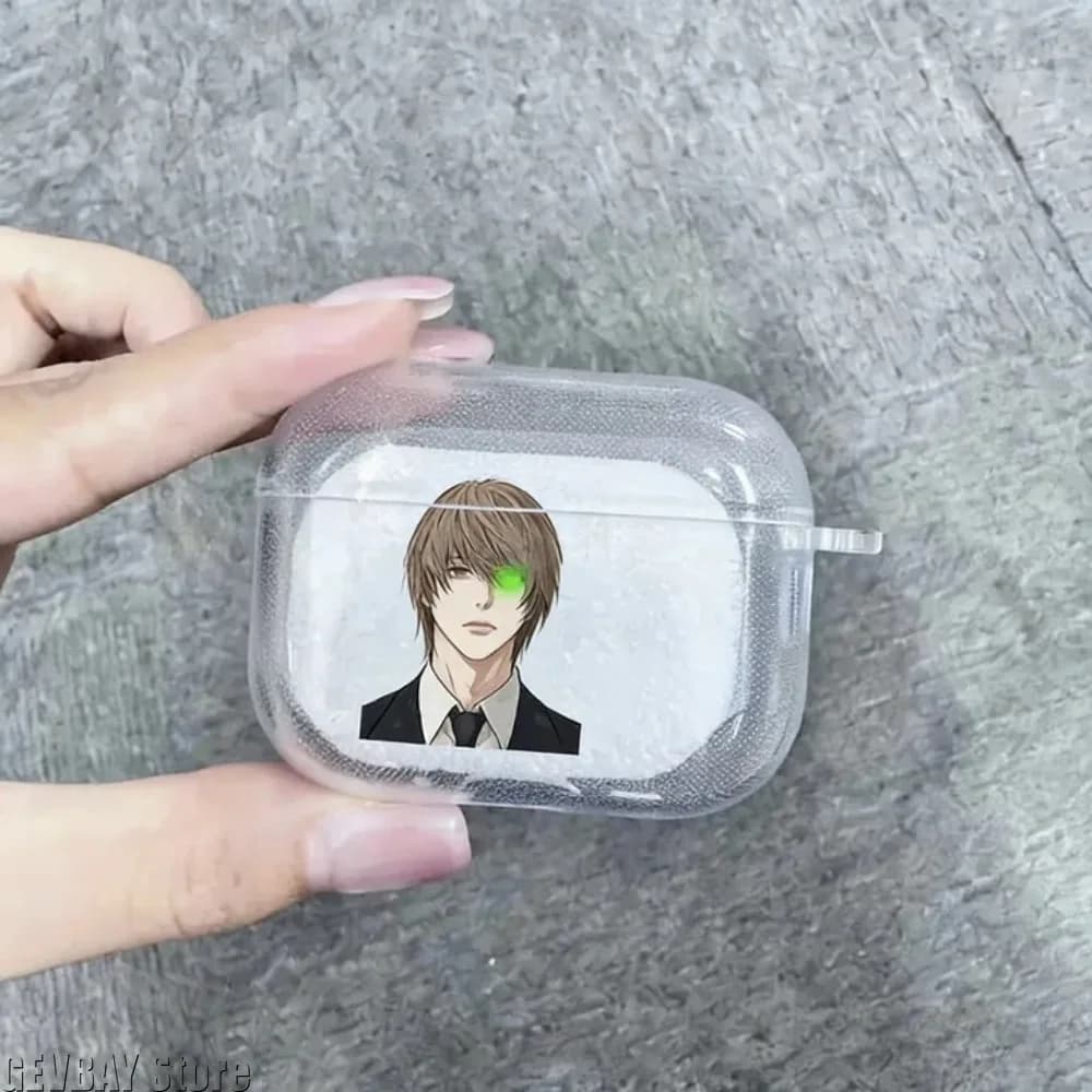 Anime Giapponese Mikami Teru Yagami Light ‌ Custodia in TPU trasparente per AirPods 4 Pro 3, custodia per auricolari Bluetooth, ispirata a Death Note