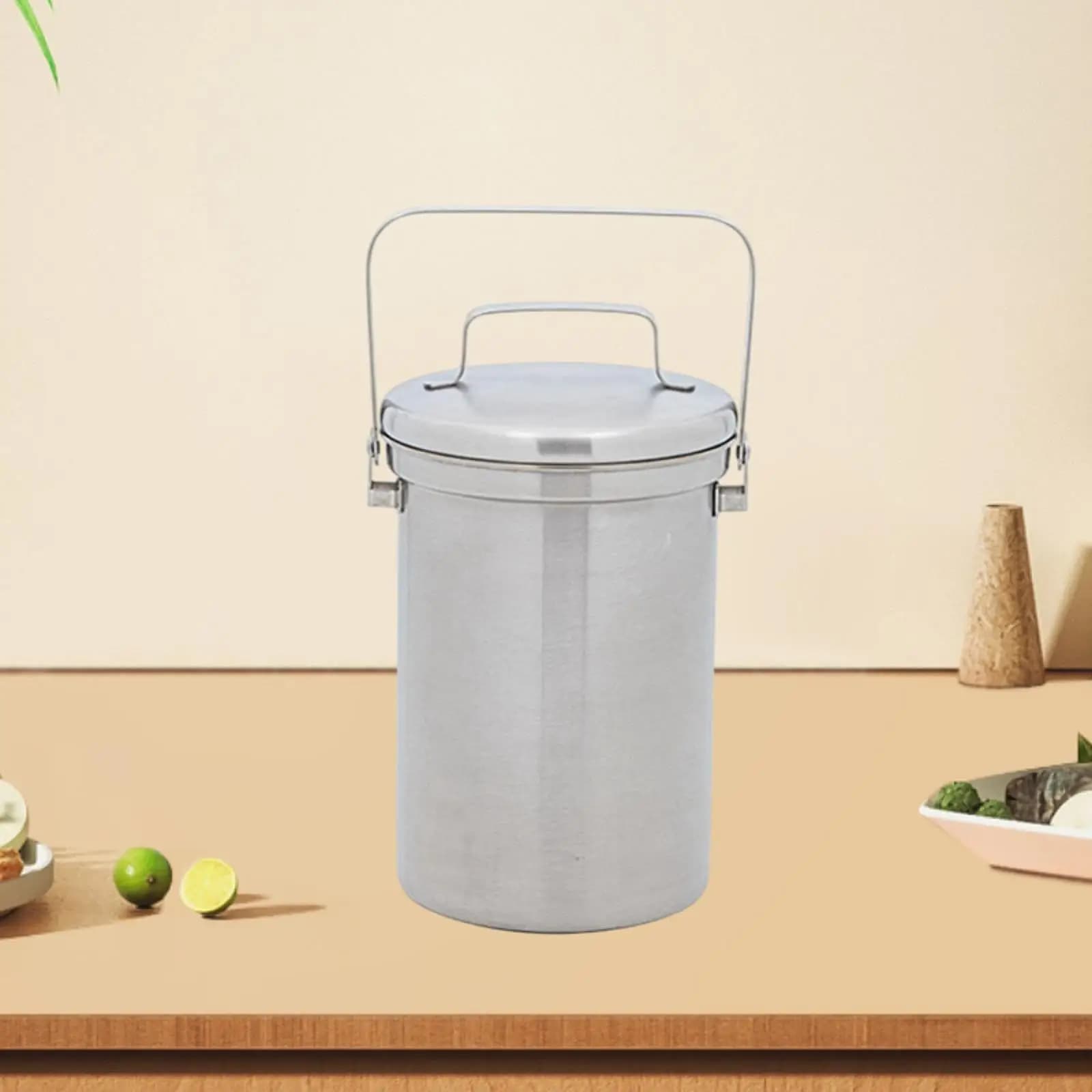 Small Trash Can Waste Bin 3L Reusable Container Wastebasket with Lid Rubbish Bin