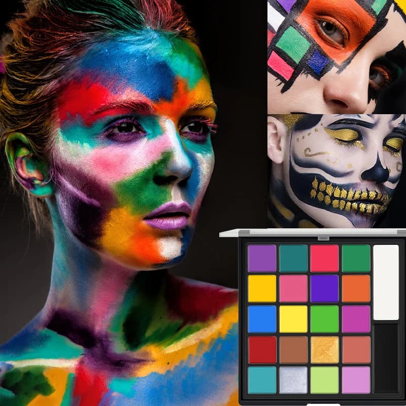 22-Color Face Body Paint Set Oil-Based Cosmetic Grade for Halloween SFX Party Cosplay Makeup Kit