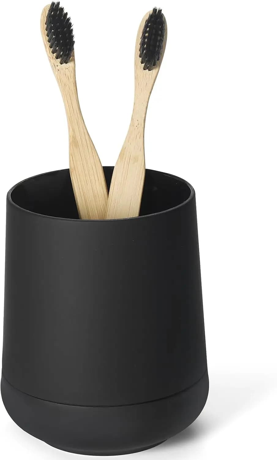 Portaspazzolino in Silicone Nero Opaco con Bicchiere per Organizzazione Bagno