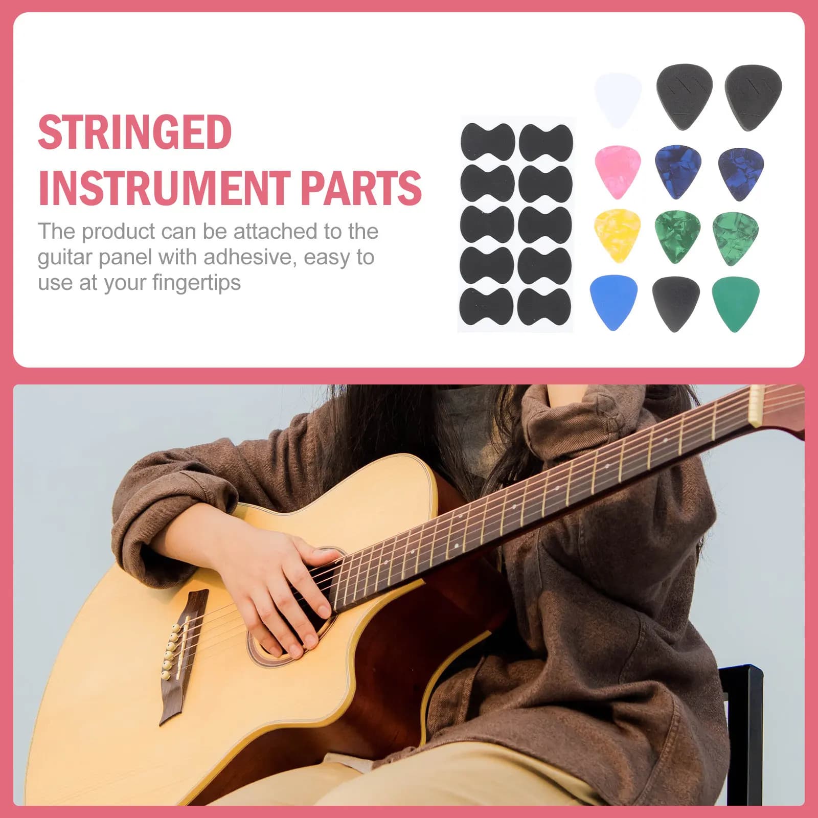 1 set di plettri per chitarra a lunga durata, design ergonomico, materiale sicuro, plettri in plastica con supporto per performance di chitarra a corde