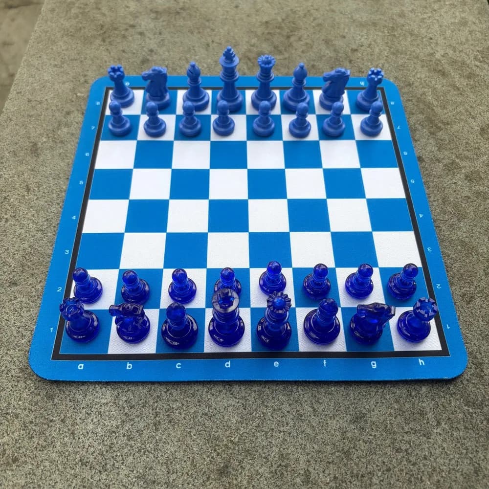 24CM/9.45IN Chess Sets,Blue,Include: A Chessboard mat + 32 Pieces for Family Gatherings and Party Game Night