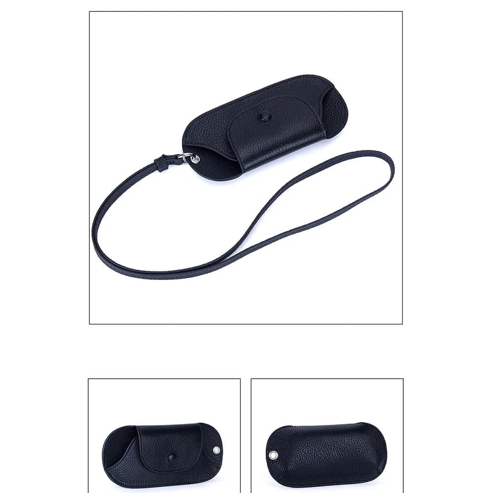 Custodia per occhiali in pelle bovina con cinturino da collo, porta occhiali magnetico, elegante custodia in pelle per occhiali da vista, ideale per lo shopping