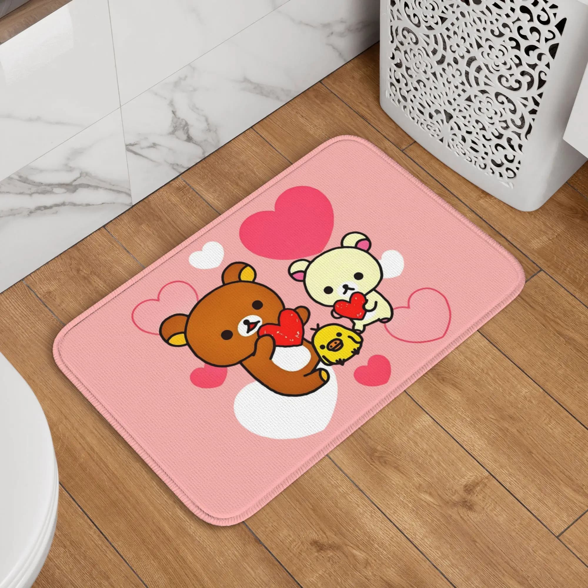 Tappetino Personalizzato Anime Rilakkuma per Porta d'Ingresso, Antiscivolo, Impermeabile, Cartone Animato Carino, Tappeto per Soggiorno e Ingresso