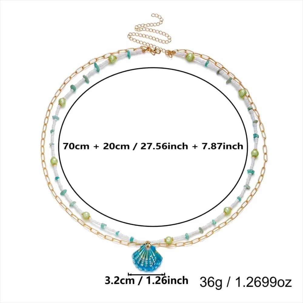 New Imitation Pearl Boho Waist Chain Double Layer Bohemian Style Waistband Jewelry Beads Conch Pendant Body Chain Belt Jewelry