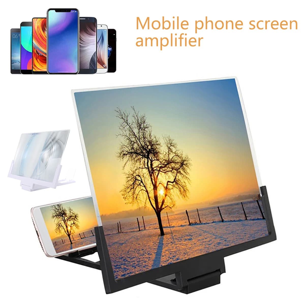 Amplificatore per Schermo di Telefono 12/14 Pollici, Lente d'Ingrandimento 3D, Supporto per Ingrandimento Video HD, Supporto per Telefono con Schermo Ingrandito