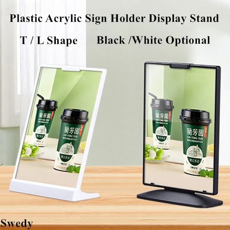 A6 105X148MM T / L Forma di plastica Foto Poster Cornice pubblicitaria Desktop Acrilico Menu Cartello di carta Titolari Flyer Display Stand