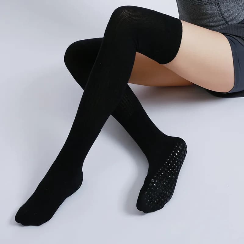 Women's Anti-slip yoga socks Sports socks from breathable pilates long tube Floor Socks for Women's Cotton Interior