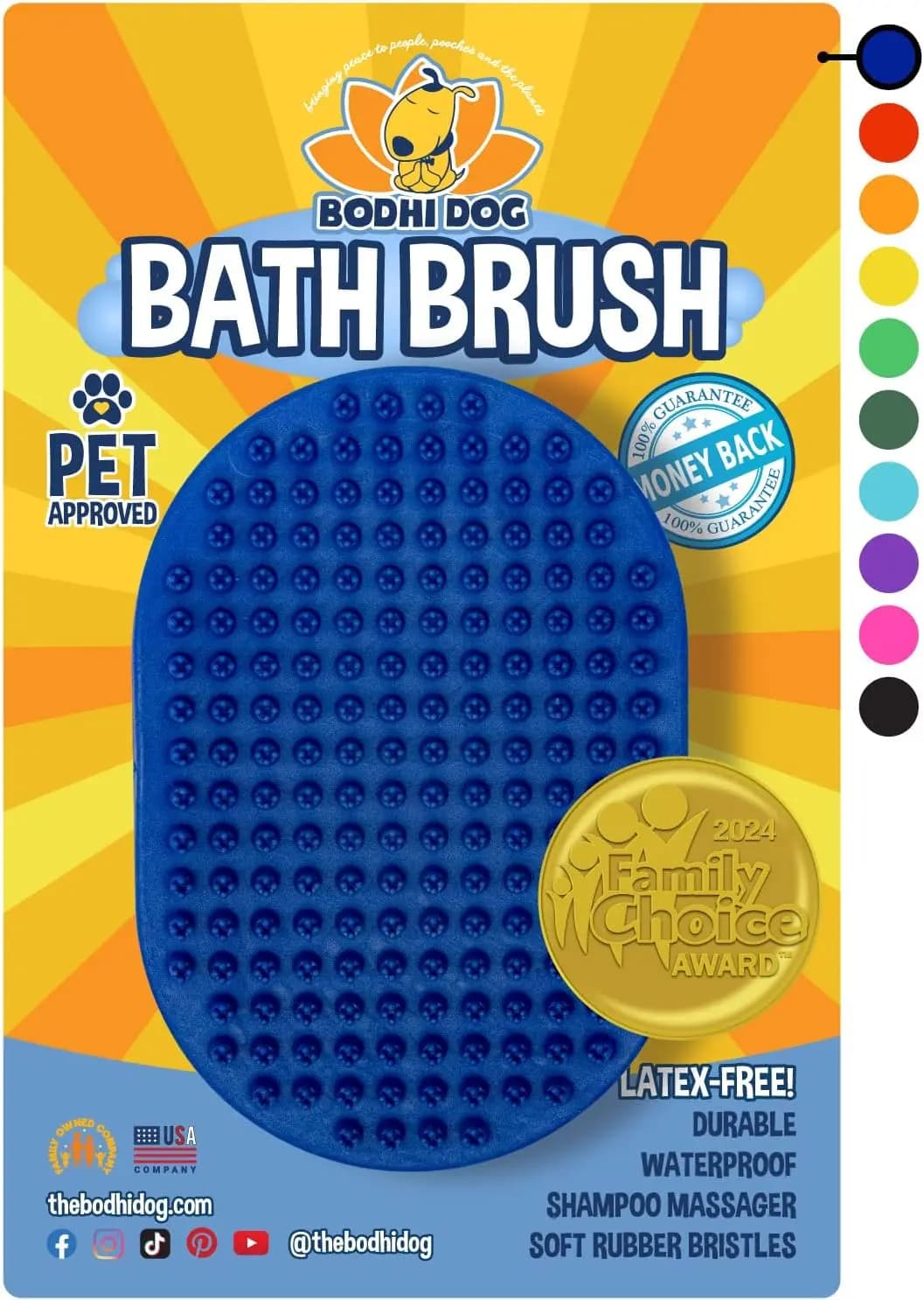 Spazzola per toelettatura animali domestici per cani e gatti - Spazzola per shampoo per peli lunghi e corti, strumento per massaggio e bagno (Blu)