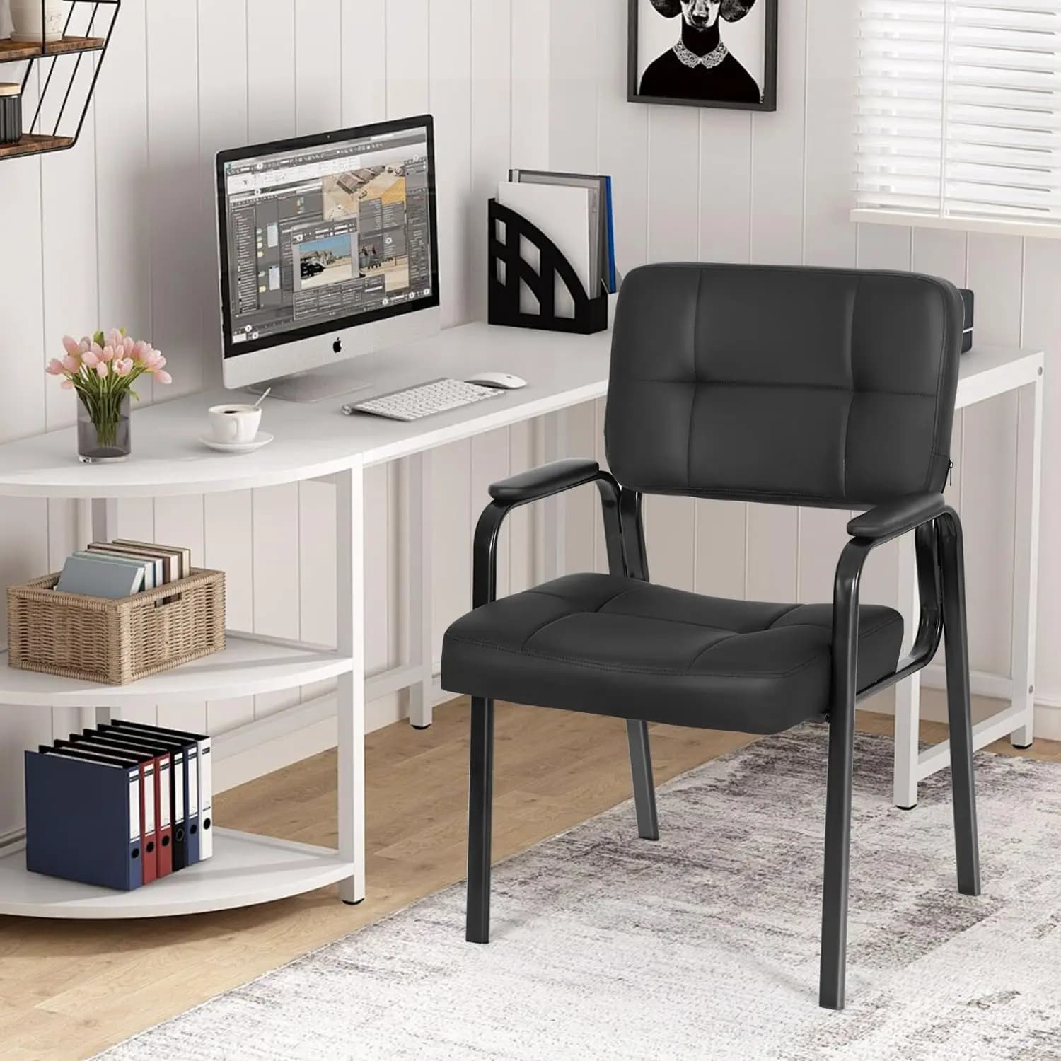 School Guest Chairs Reception Chairs Conference Chairs with Arms Lumbar Support Stack Cushion Seat Meeting 1 PC