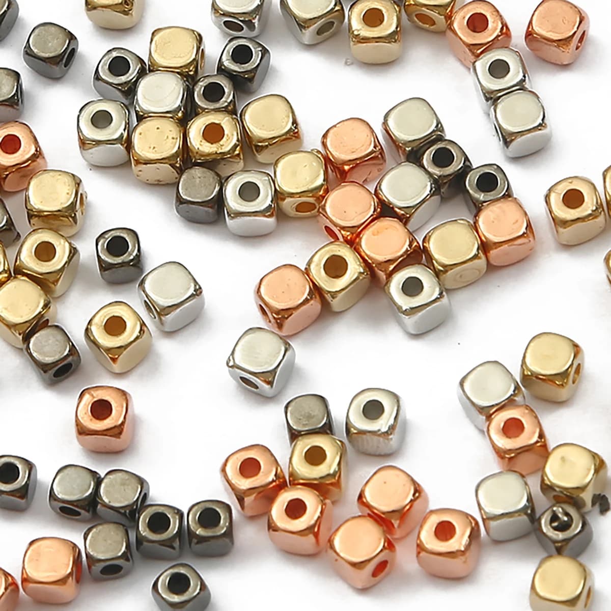 200-300 pz 3-4mm CCB Quadrato Branelli Allentati Del Distanziatore Perline di Colore Oro Rosa per Gioielli FAI DA TE Che Fanno Braccialetti Collana accessori