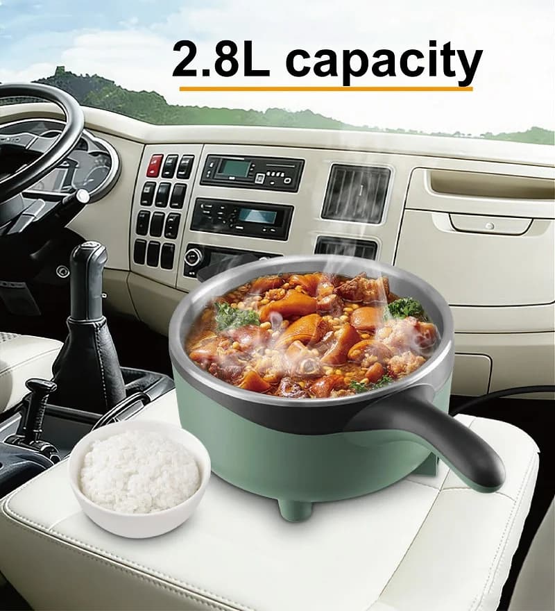 Multicooker da 2,8L per Auto e Camion 24V, Cuociriso Elettrico Antiaderente, Vaporiera, Padella per Saltare in Padella, Pentola Elettrica da Auto, Bollitore per Noodles