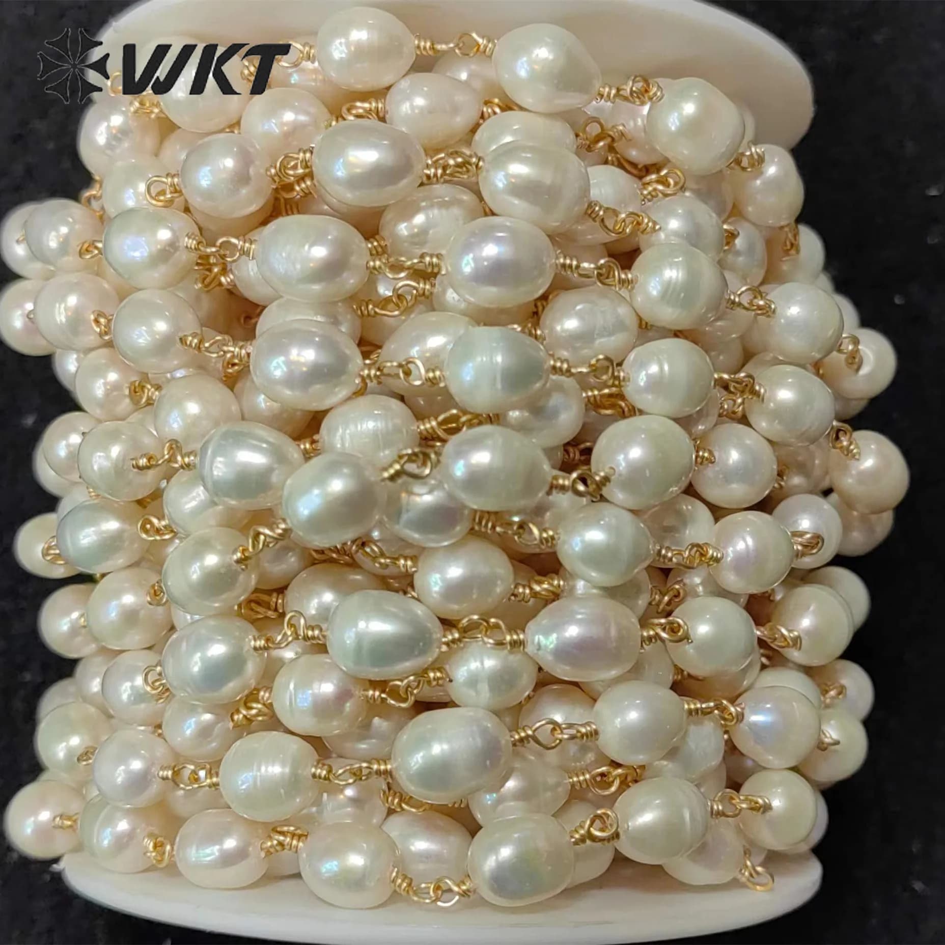 WT-RBC226 WKT Catena squisita con perla d'acqua dolce 6-7mm placcata oro 18k per accessori gioielli da donna Design da sposa