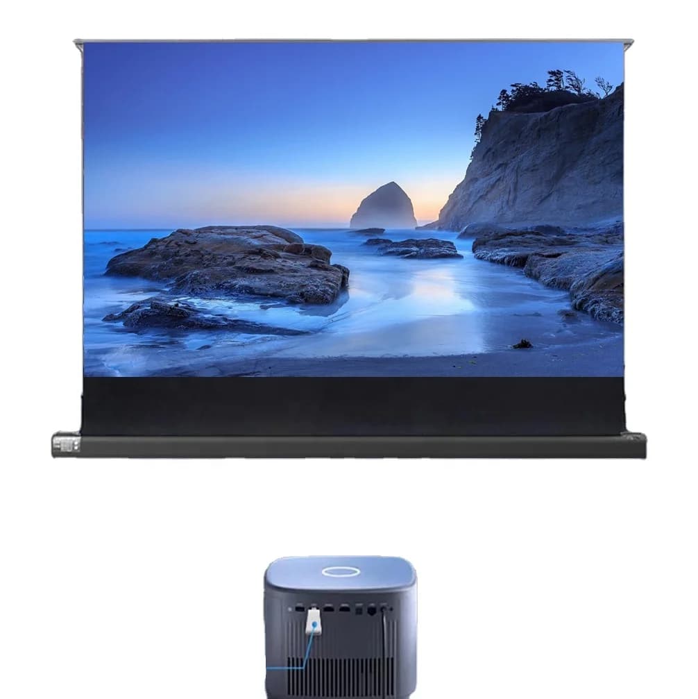 Schermo per Proiettore Elettrico da Pavimento 120 Pollici, Schermo di Proiezione ALR per Casa/Ufficio, Schermo Elettrico per Proiettore 8K 4K 3D UHD