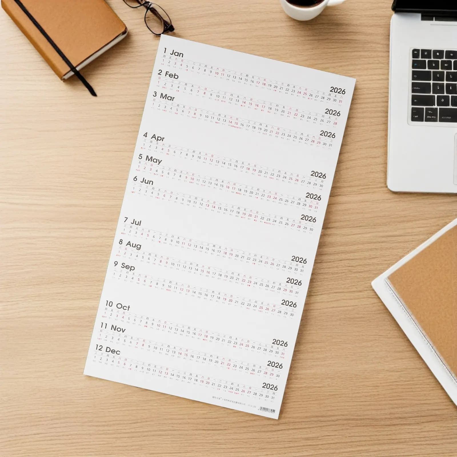 Adesivi Calendario 2026 a 3 Fogli per Tutto l'Anno, Pagine Divisorie Adesive per Planner Mensile, Agenda Giornaliera e Quaderni