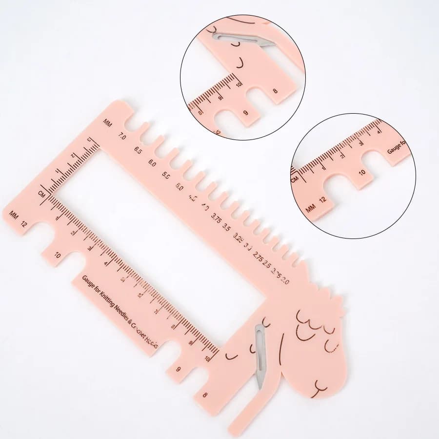 Portable ABS Plastic Horn Knitting Ruler, Special Knit Crochet Measure Gauge for Wool Yarn Clothing Hand Knitting Accessories