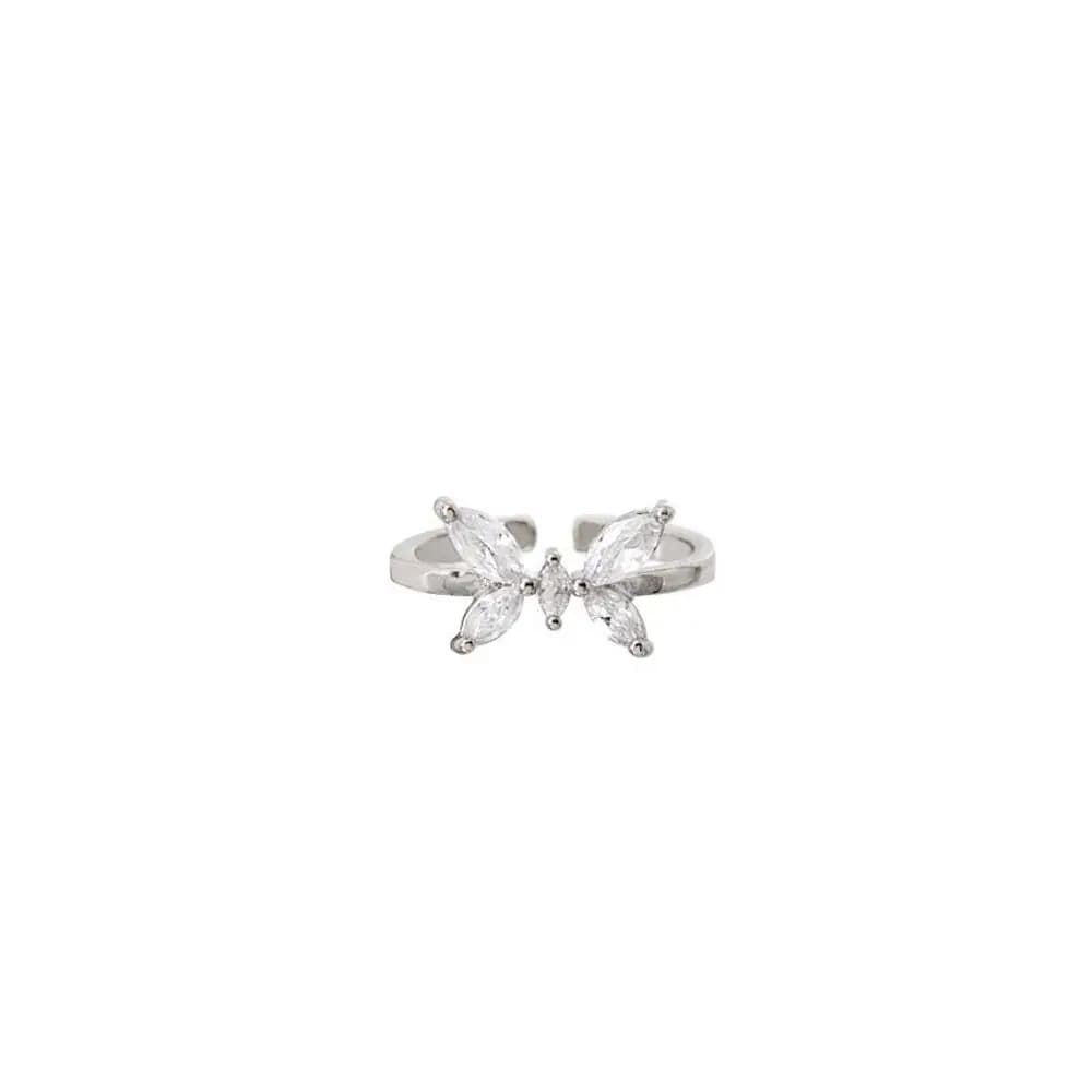 Cool Simple Luxury Zircon Prsonality Butterfly Fashion Jewelry Korean Style Ring Open Finger Ring Female Ring