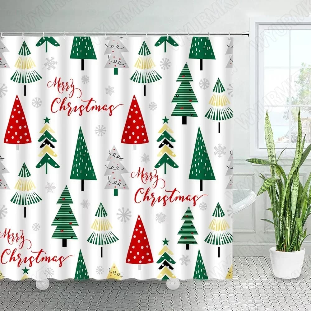 Tende da doccia natalizie Albero di Natale creativo Alce Fiocco di neve Buffalo Plaid Vacanze di Capodanno Tessuto Decorazioni per il bagno Curtai da bagno.