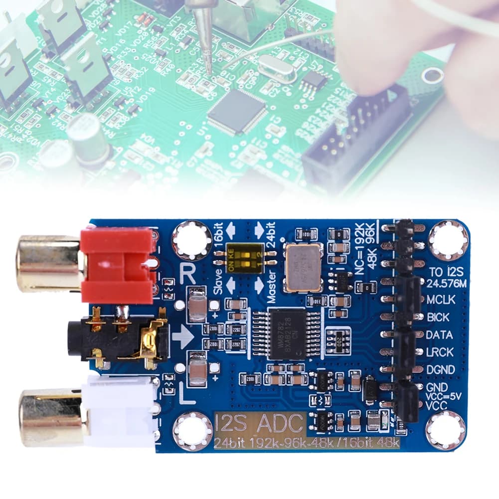 Modulo Scheda Audio I2S ADC WM8782S, Modulo di Acquisizione Audio 24BIT 192K 96K 48K con Supporto Ingresso 3.5MM/RCA