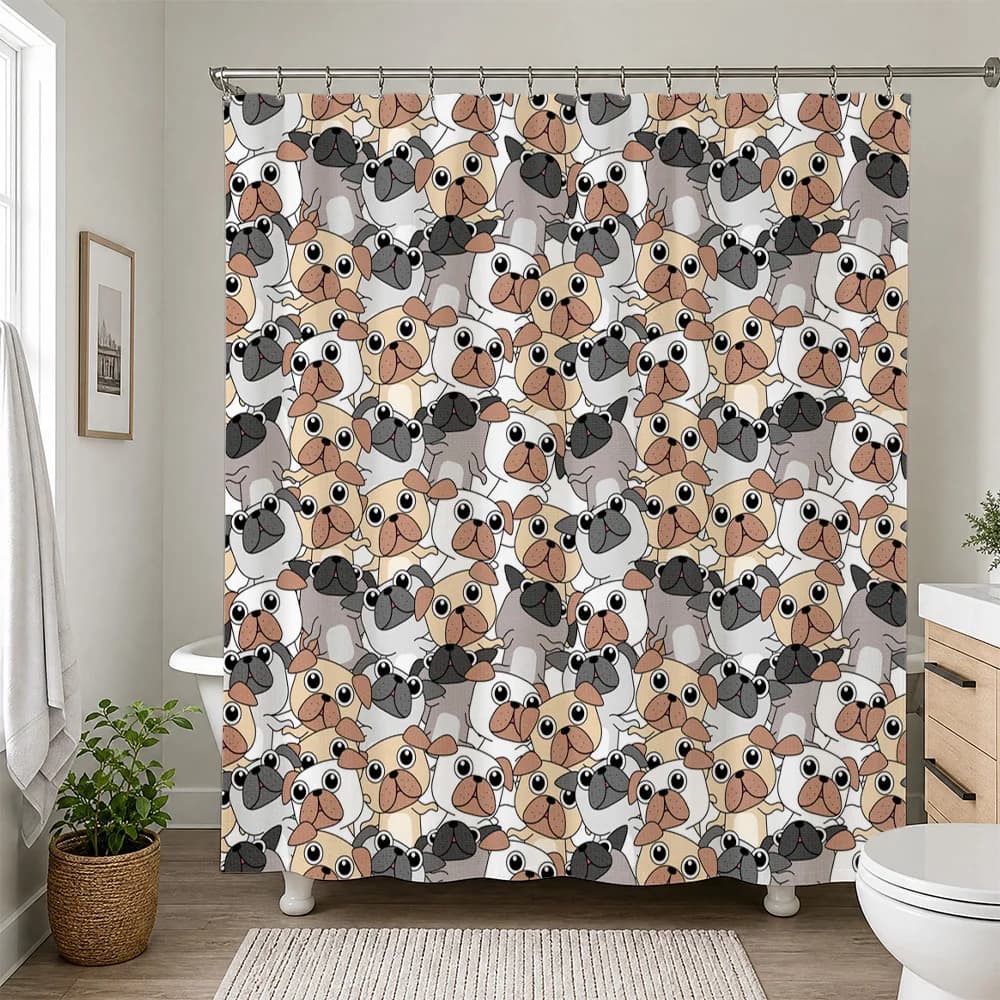 Cute Corgi Dog Pattern Shower Curtain Waterproof Bathroom Decor Pet Lover Novelty Shower Curtain Liner for Modern Home Bathroom