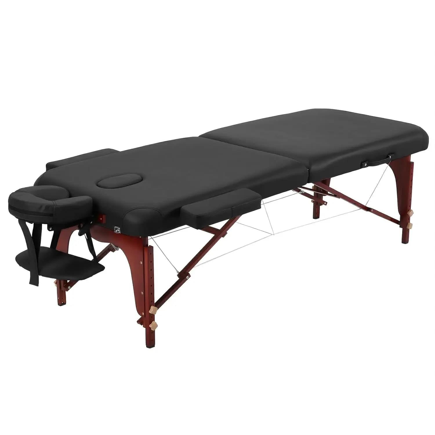 Reinforced Wooden Leg Memory Foam Portable Massage Table 2 Folding Height Adjustable 1500LBS Capacity with Carrying Bag, Custom