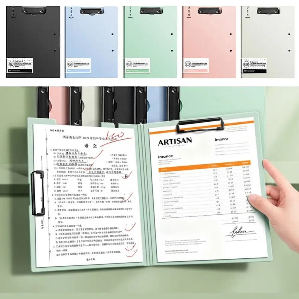 Nuove cartelle di file A4 a doppia clip Portaoggetti per carta di prova A3 Blocco note portatile Appunti multifunzionali Studenti