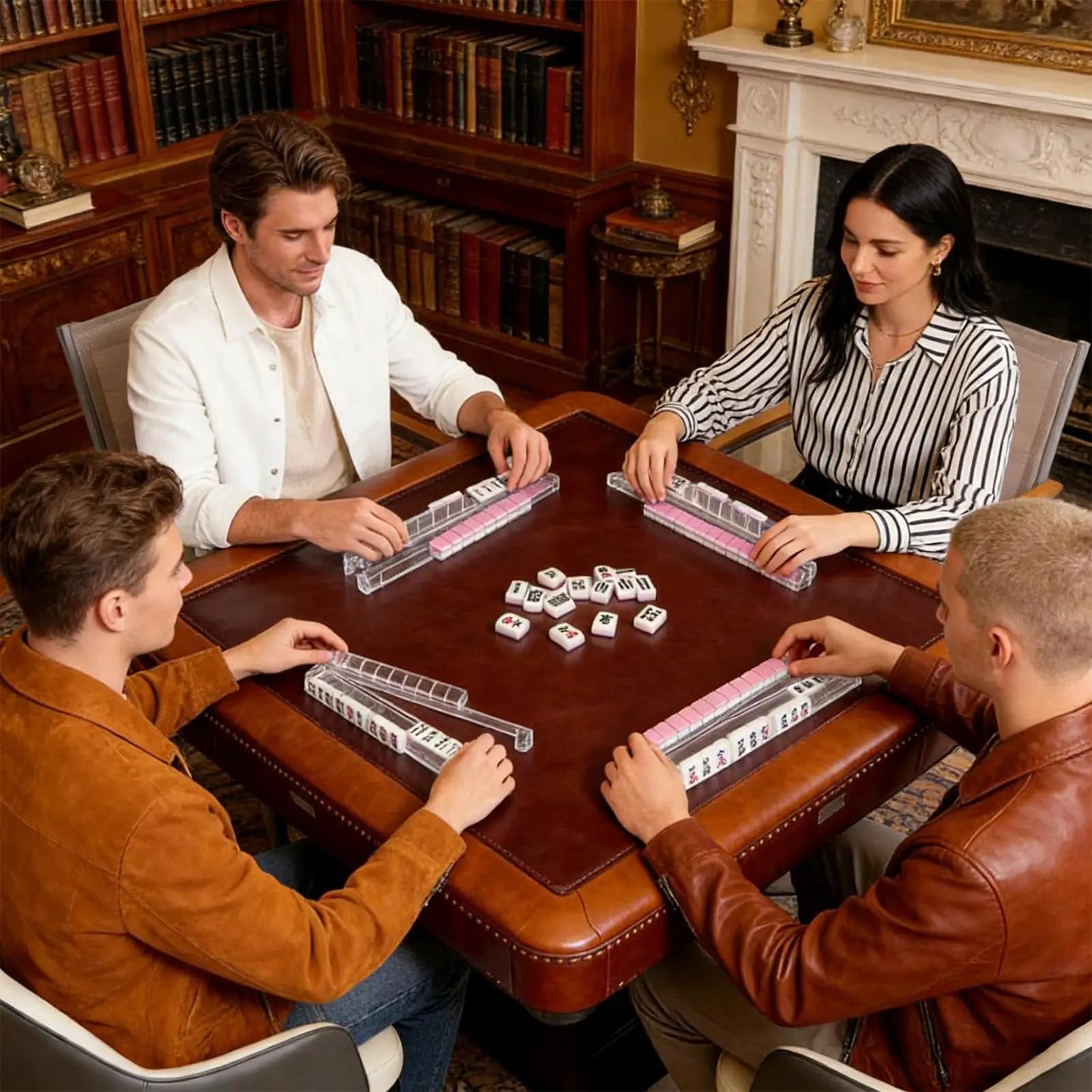 Supporti e Porta Tessere per Mahjong in Acrilico Trasparente, Set da 4 Pezzi, Porta Tessere American Mahjong Portatile per Giocatori Adulti e Principianti, Uso Domestico