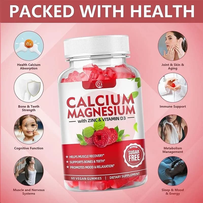 Glycine Magnesium Gommose Caramels - Contains vitamins D3 B6 Calcium supplements with magnesium celerate without sugar