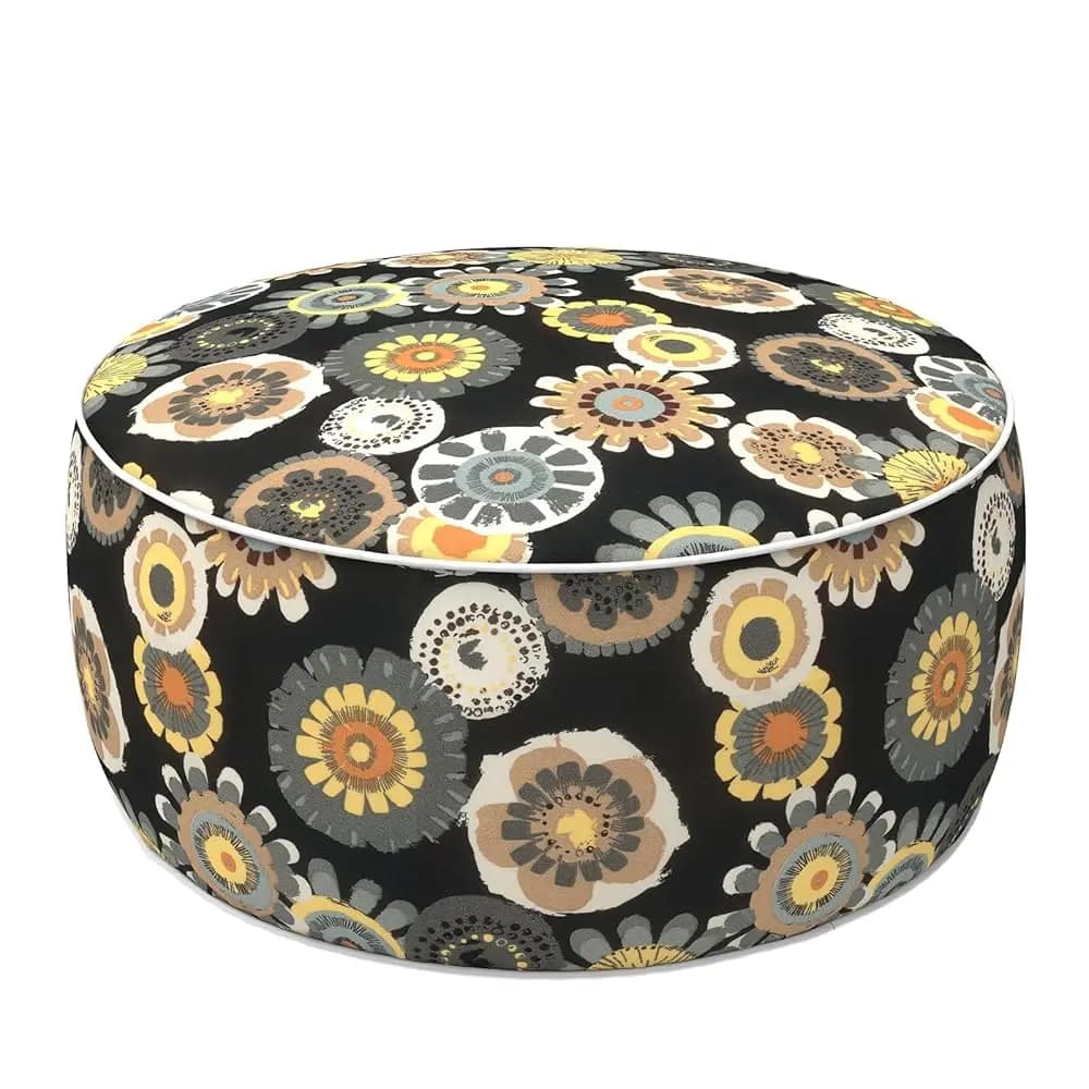 Pouf Gonfiabile da Interno/Esterno con Maniglia, D21 x H9 Pollici, Poggiapiedi Rotondo Resistente alle Intemperie per Patio, Campeggio, Soggiorno