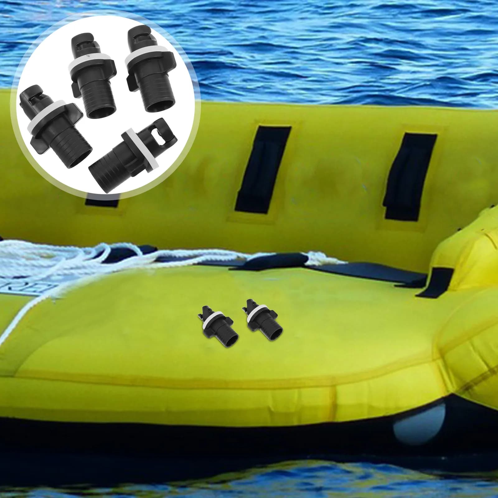 4 Pezzi Adattatore per Paddle Board, Connettore Valvola Aria per Gommone Kayak, Tubo Antiperdita, Valvola Pompa Aria in Plastica per Tavola da Surf