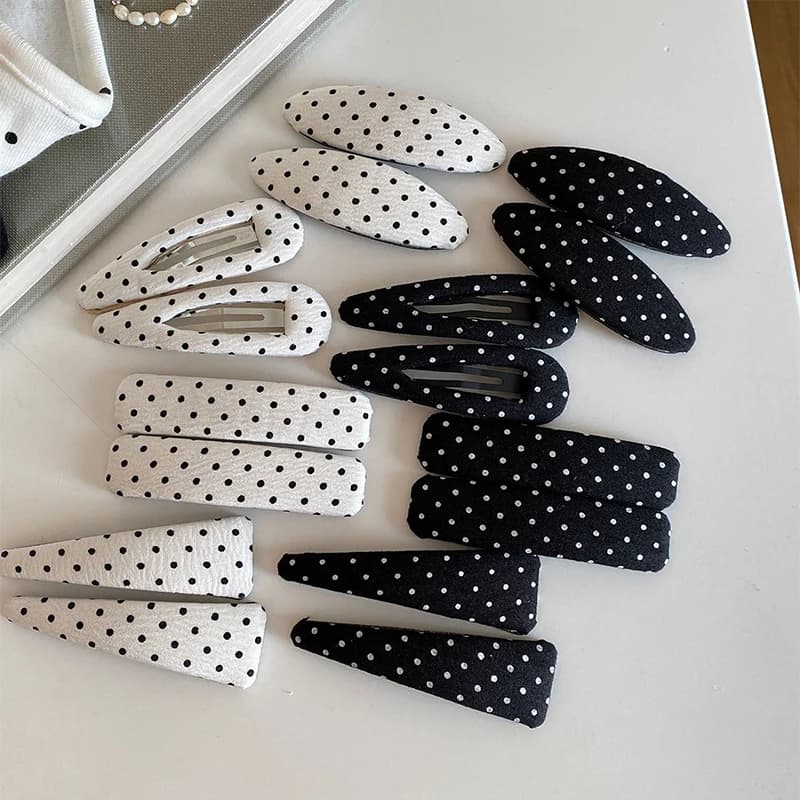 Nuove Mollette per Capelli in Tessuto per Frangia, Fermagli Laterali BB, Graziose Mollette per Capelli, Accessori per Capelli, 2 Pezzi, Mollette Carine a Pois per Ragazze Scolastiche