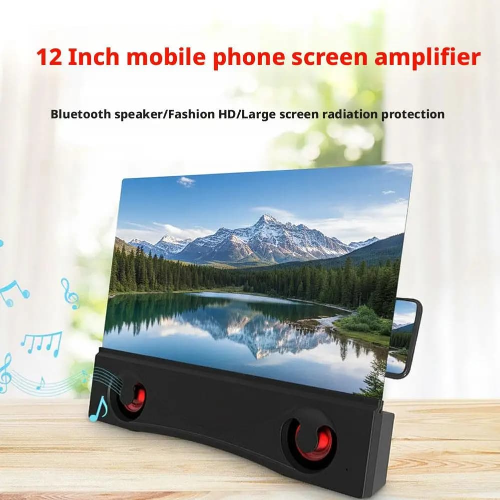 Universal Display Support for Phone Screen with Bluetooth Stereo Speaker and HD Video Amplifier for Android and iOS Smart X1G2
