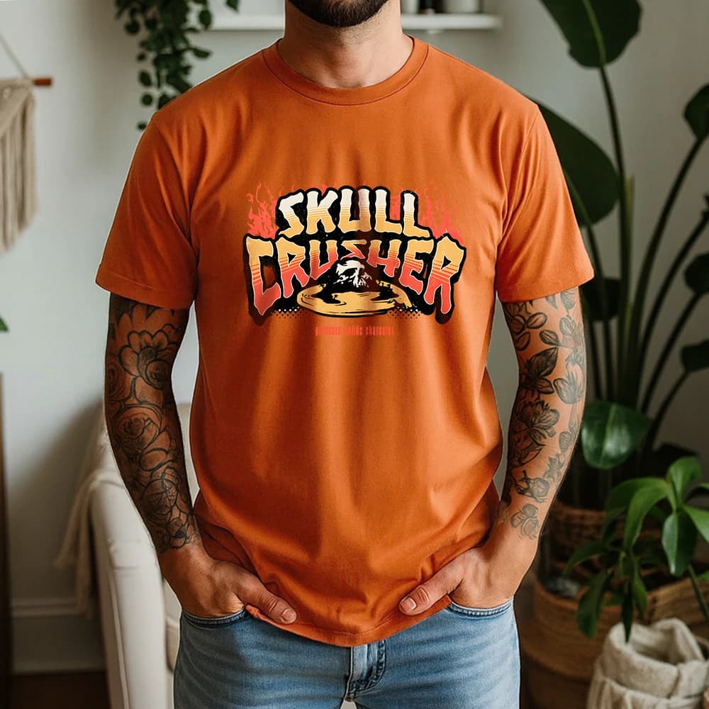 Men's Oversize T-Shirt Summer 2026 in 100% Cotton with Graphic Skull, Flames and Weights from Gym, Sleeve Corta Casual