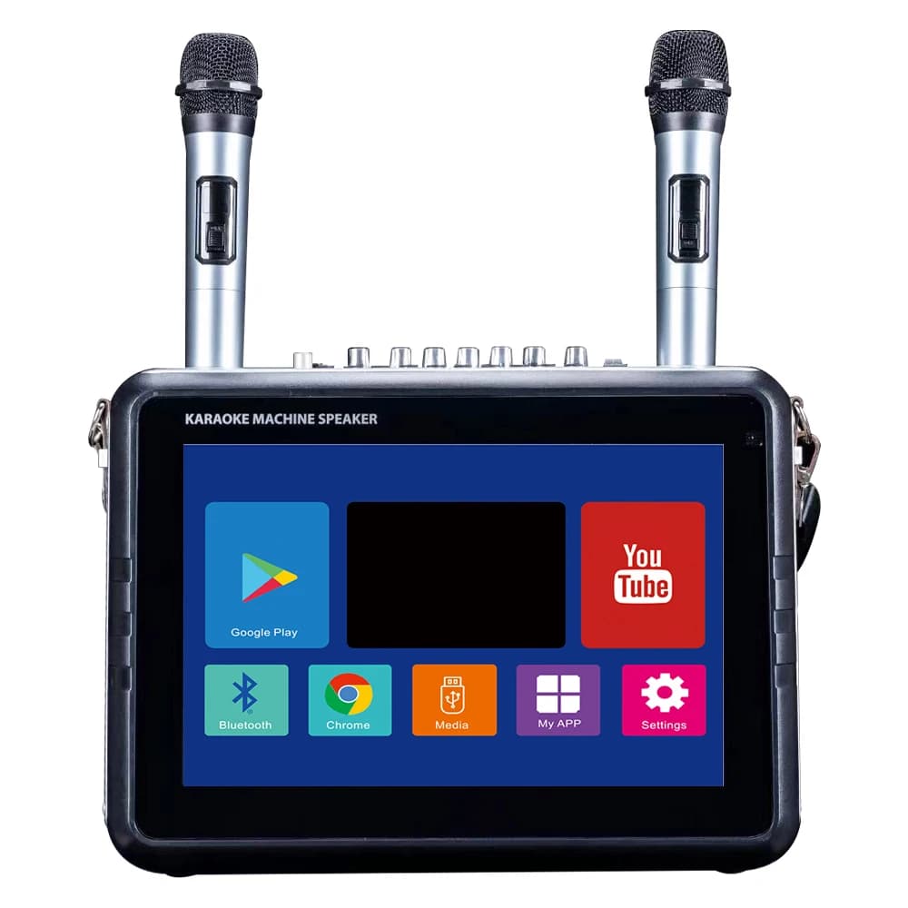 CQA Karaoke Machine DJ-1405 Altoparlante schermo con display a testi, touch screen altoparlante intelligente wifi con sistema Android 12