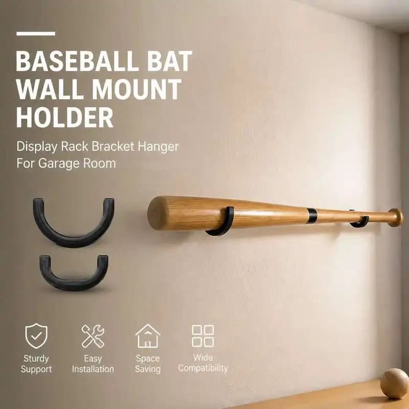Wall Mounted Baseball Bat Storage Holder Organizer Rack Display Stand Hanger