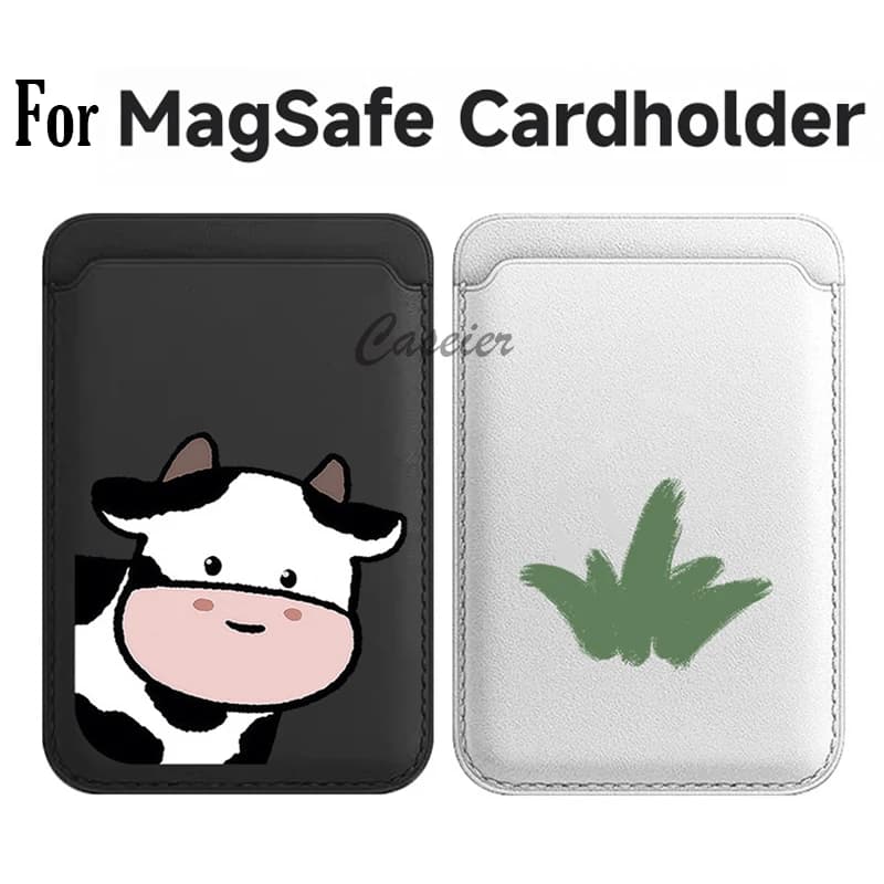 Portacarte Magnetico Y2K con Motivo Cartone Animato Mucca Carina per iPhone 17 Pro, Samsung Galaxy S26, Cover Portafoglio MagSafe