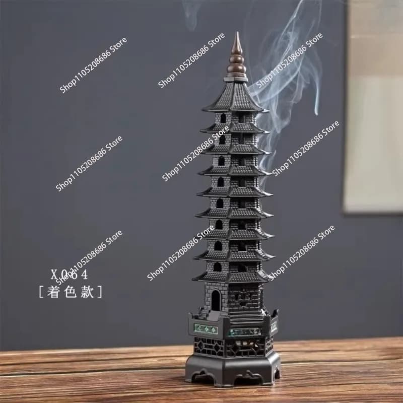 Bruciatore di incenso a nove strati God of Literature Tower Porta incenso in metallo con bastoncino per decorazioni per la casa Zen