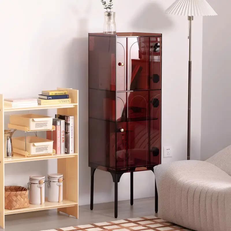 Mobile Bar Moderno in Legno con Vetrina, Porta Vini, Espositore Liquori, Ripiani in Vetro, Ante con Serratura e Ruote - Perfetto per Cucina, Soggiorno e Casa