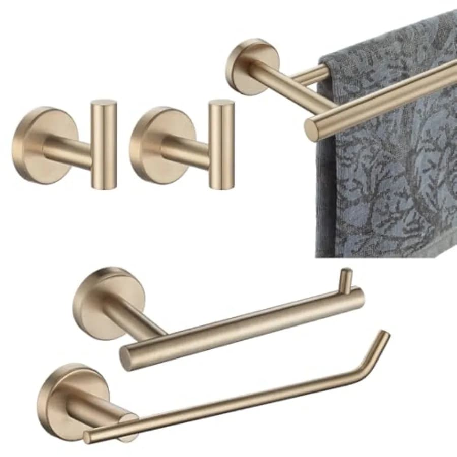 Set di accessori per il bagno, set di 5 pezzi da parete, include portasciugamani da 24 pollici, portasciugamani HT da 9 pollici, porta TP, 2 ganci per asciugamani