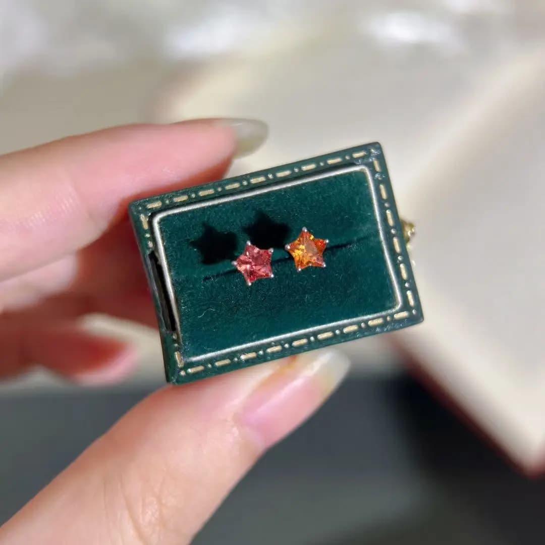 Certificato PT900 vero platino zaffiro naturale 0,60 ct stellato orecchio stud pentagramma stella orecchini di lusso alta gioielleria raffinata al dettaglio