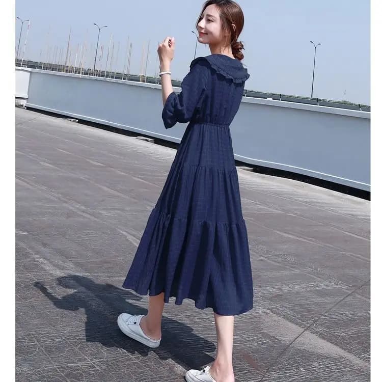Midi Fashion Elegant 2025 Puff Sleeve Summer Light Dress Aesthetic Tunics Vintage Casual Korean Women's Dresses Chiffon Loose