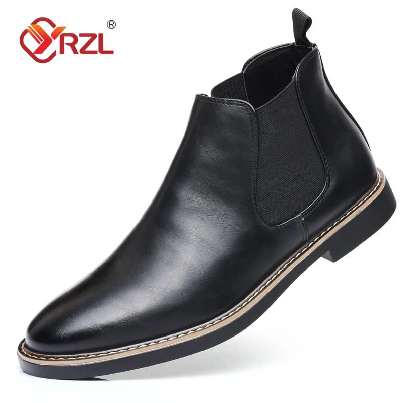 YRZL 39 ~ 47 Stivali Chelsea da uomo di marca Retro comodi stivaletti in pelle PU da uomo 2025 moda stivali marrone nero scarpe per uomo