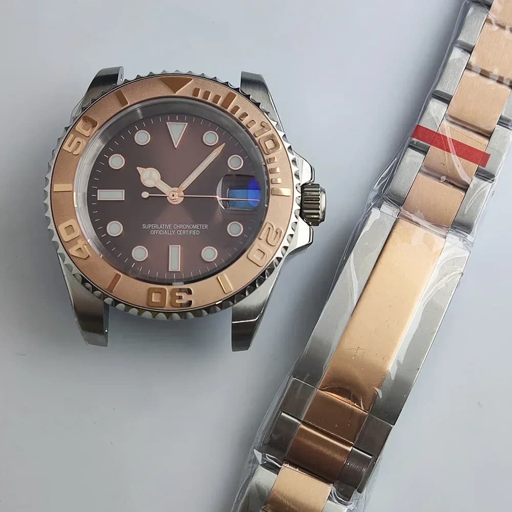 Men 40mm NH35 Case Dial Hands Stainless Steel Bracelet Sapphire Glass For Yacht Master NH35/NH36 Automatic Movement Watch Parts