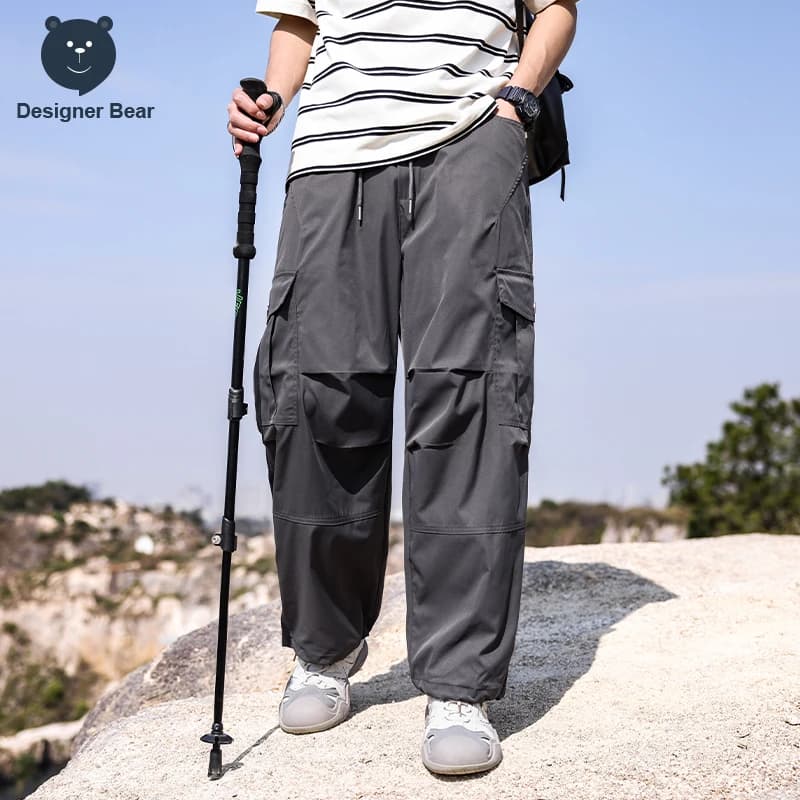 Abbigliamento di Marca Primavera-Estate, Pantaloni Cargo Larghi da Uomo, Pantaloni da Lavoro Casual, Pantaloni Tattici Kaki, Tute da Pesca Maschili